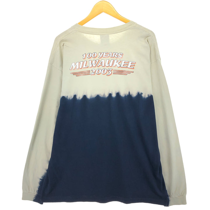 Harley-Davidson Tie-dye Pattern Long T-shirt Made in USA Men's XL cotton Beige type Vintage Second Hand