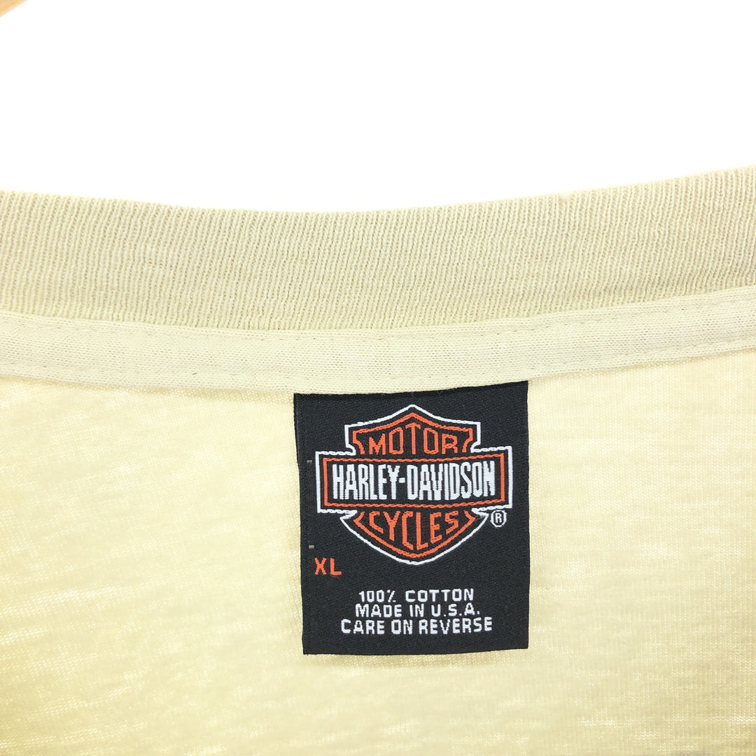 Harley-Davidson Tie-dye Pattern Long T-shirt Made in USA Men's XL cotton Beige type Vintage Second Hand