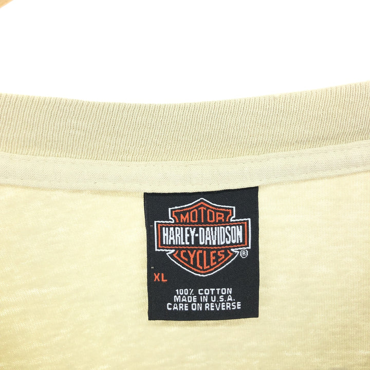 Harley-Davidson Tie-dye Pattern Long T-shirt Made in USA Men's XL cotton Beige type Vintage Second Hand