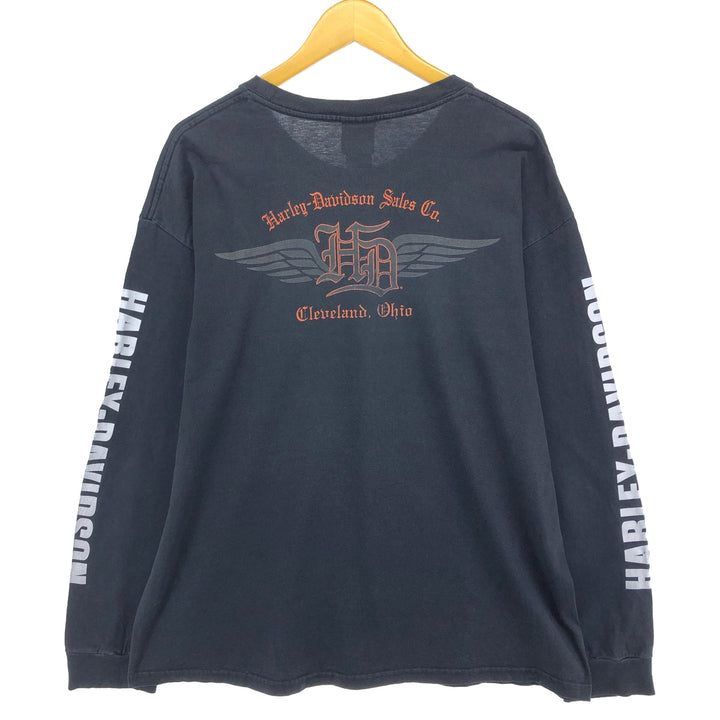 00'S Harley-Davidson Long Sleeve T-Shirt, Men's XL Size cotton black type Vintage Second Hand