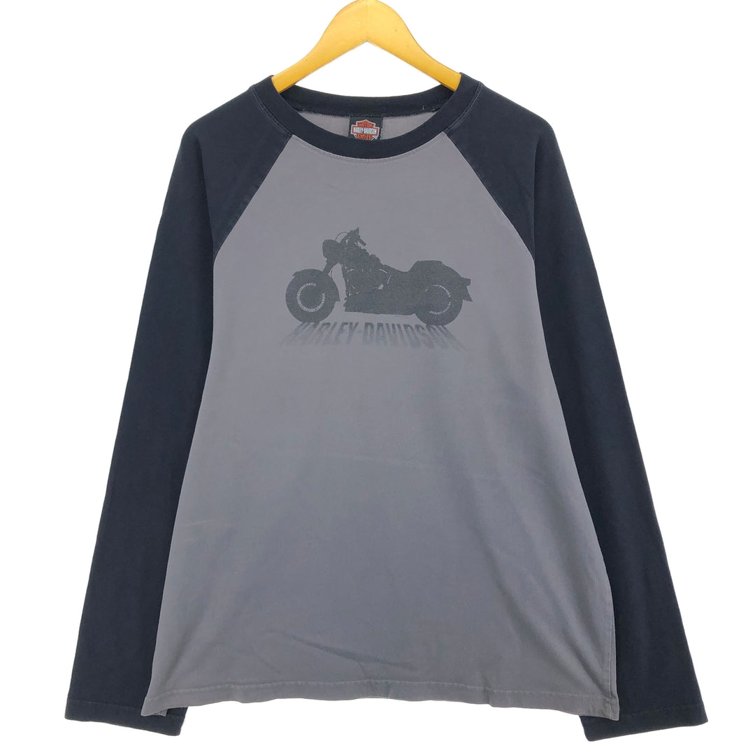 Harley-Davidson Long Sleeve T-Shirt, Men's XL Size cotton black type Vintage Second Hand