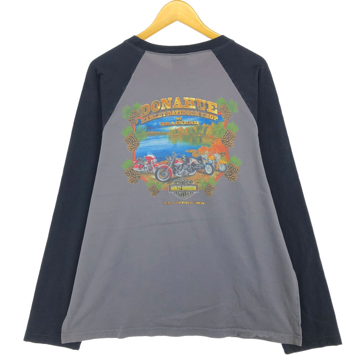 Harley-Davidson Long Sleeve T-Shirt, Men's XL Size cotton black type Vintage Second Hand