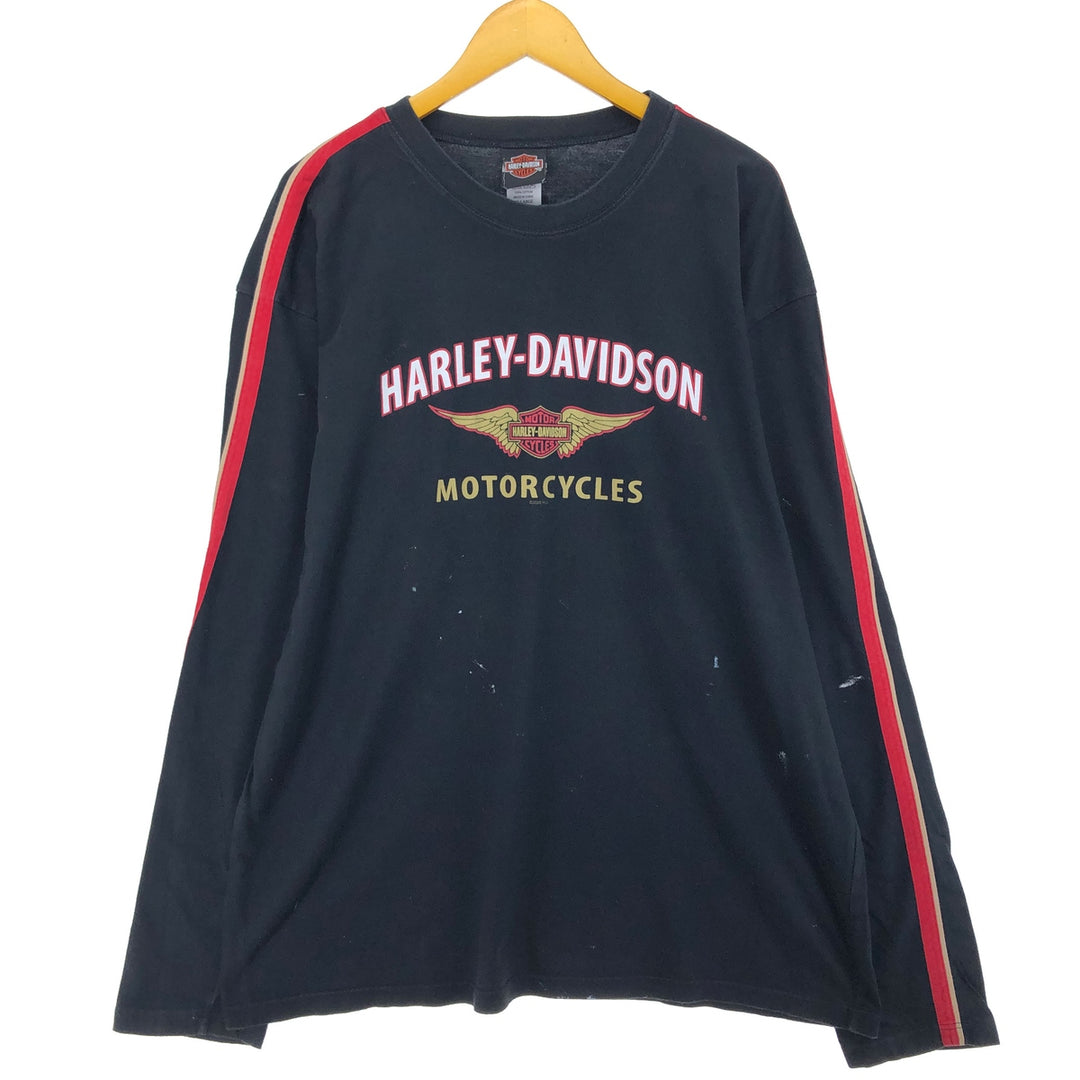 Harley-Davidson Long Sleeve T-Shirt, Men's XL Size cotton black type Vintage Second Hand