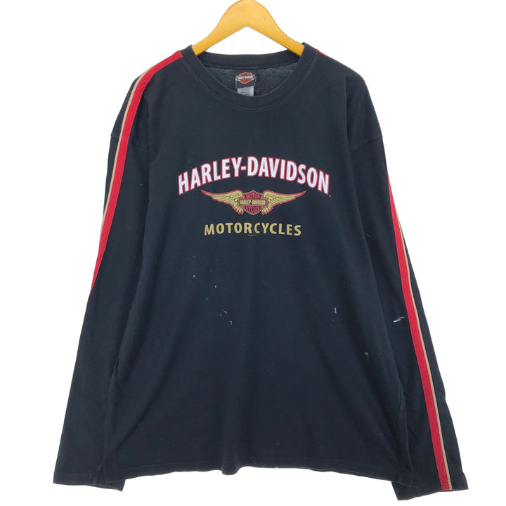 Harley-Davidson Long Sleeve T-Shirt, Men's XL Size cotton black type Vintage Second Hand
