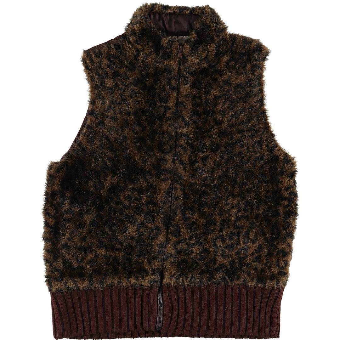 SHAVER LAKE Leopard Pattern fur vest for women, size L /eaa493910