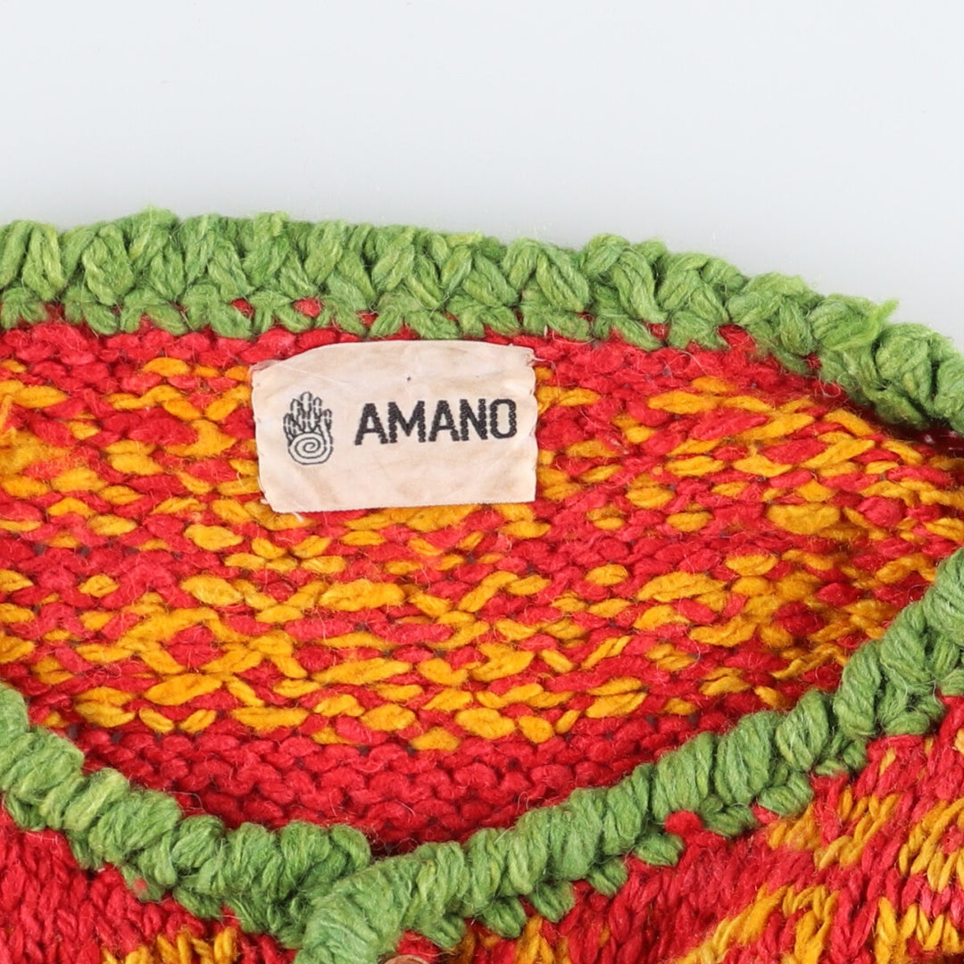 Big size AMANO all-over print wool knit cardigan for women, equivalent to XXXL /eaa493934