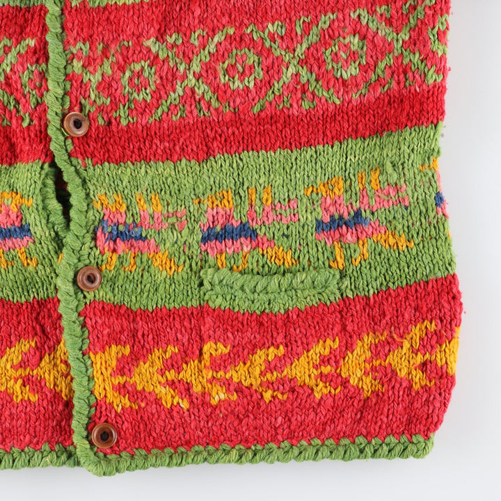 Big size AMANO all-over print wool knit cardigan for women, equivalent to XXXL /eaa493934