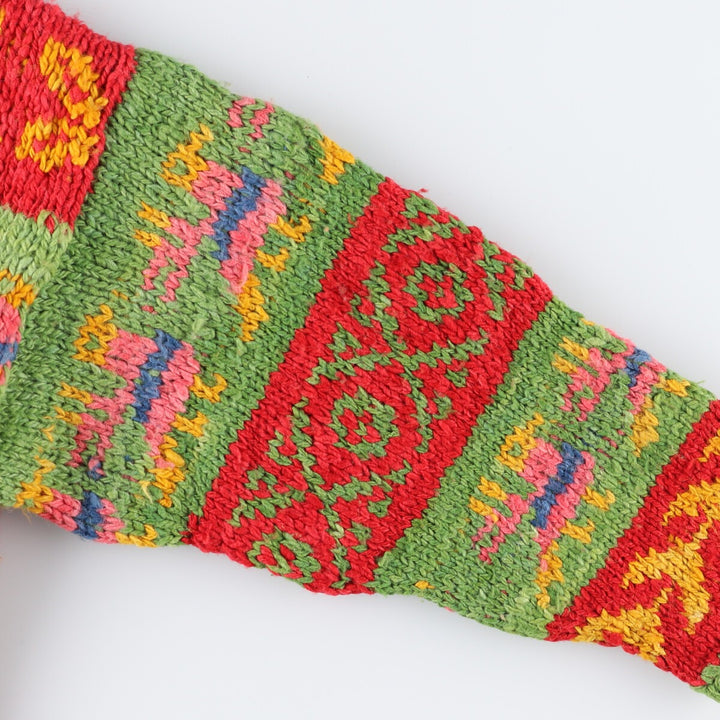 Big size AMANO all-over print wool knit cardigan for women, equivalent to XXXL /eaa493934