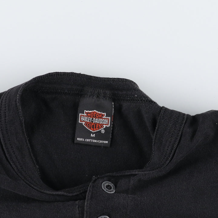 00'S Harley-Davidson Henley Neck Motorcycle Bike T-Shirt Made in USA Men's M size /eaa494000