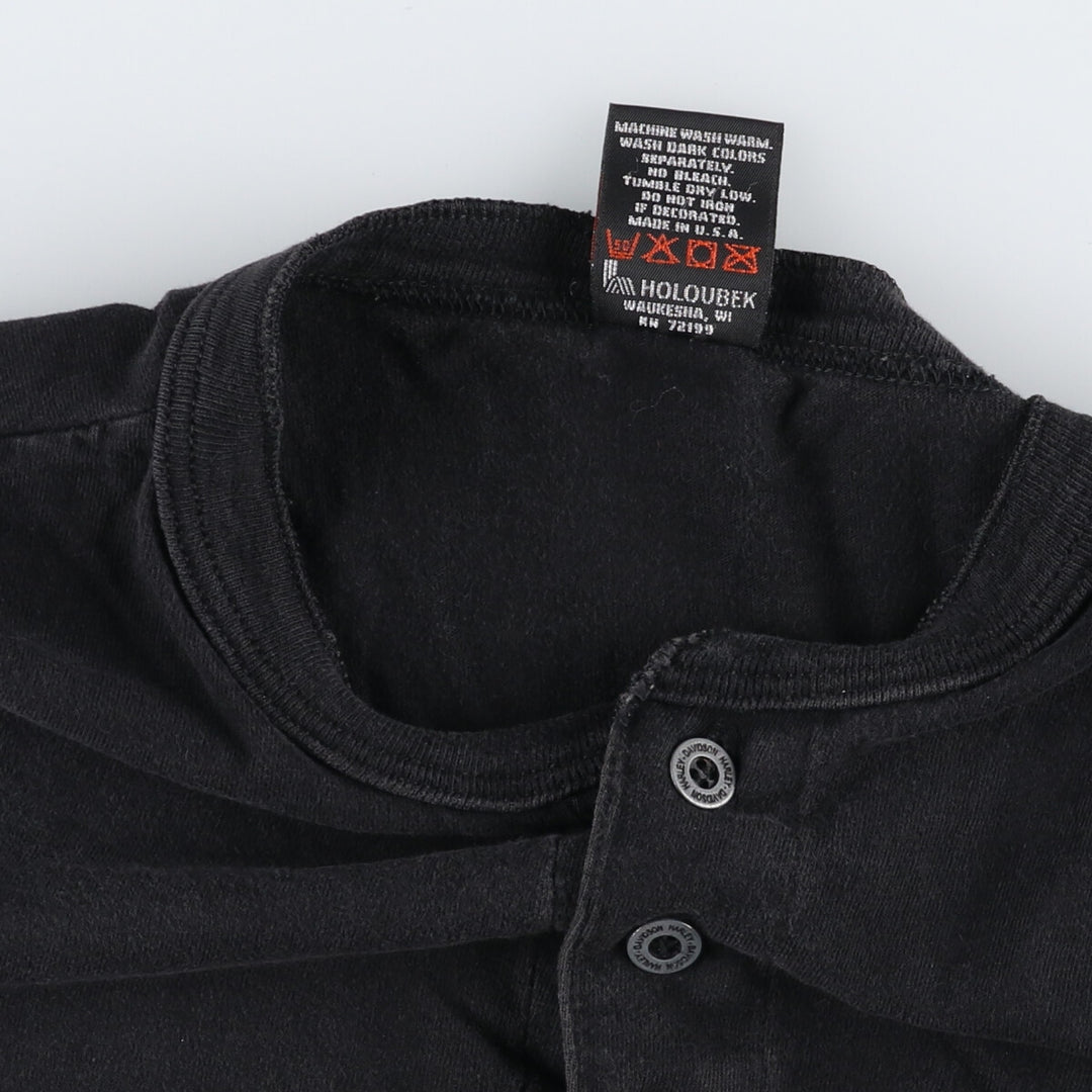 00'S Harley-Davidson Henley Neck Motorcycle Bike T-Shirt Made in USA Men's M size /eaa494000