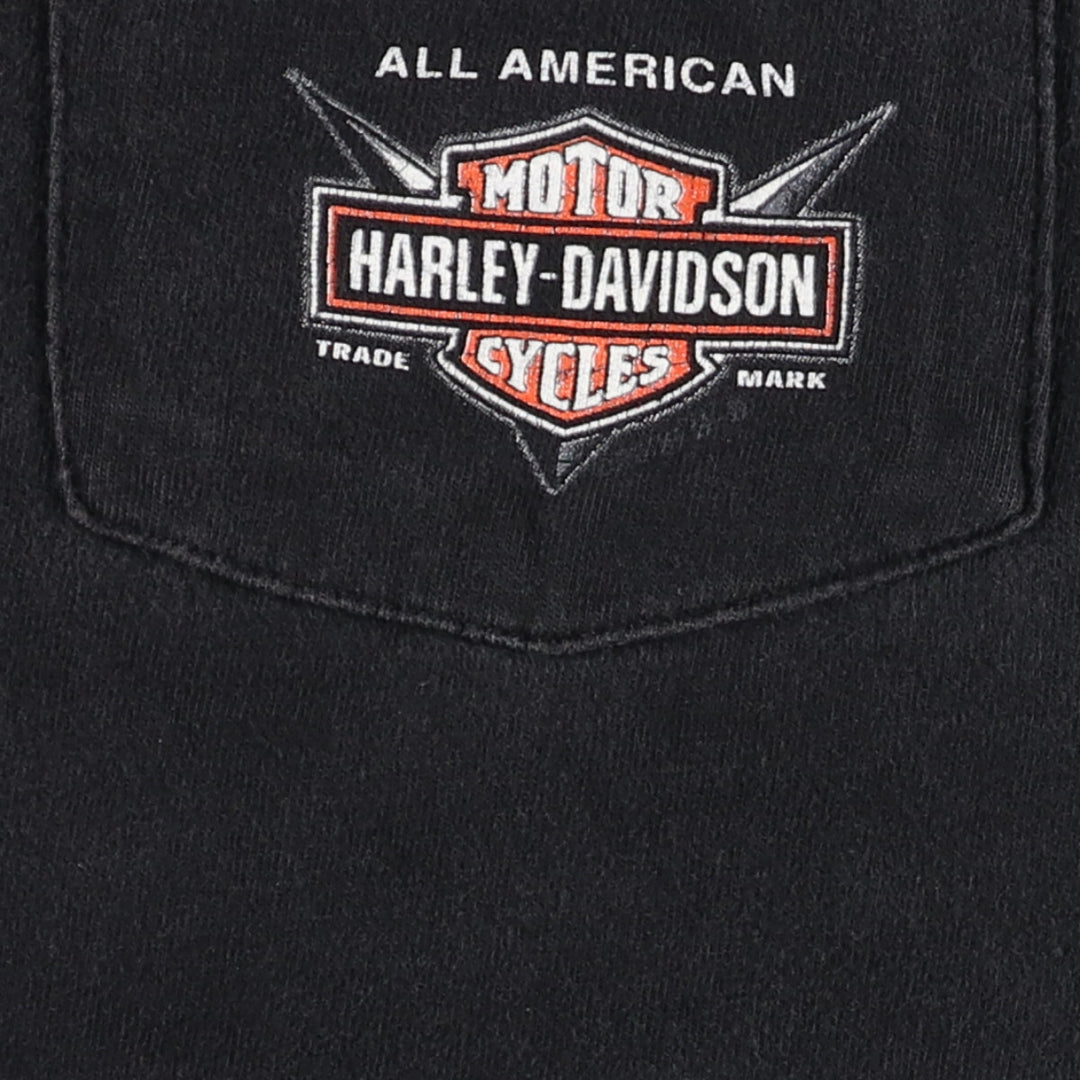 00'S Harley-Davidson Henley Neck Motorcycle Bike T-Shirt Made in USA Men's M size /eaa494000
