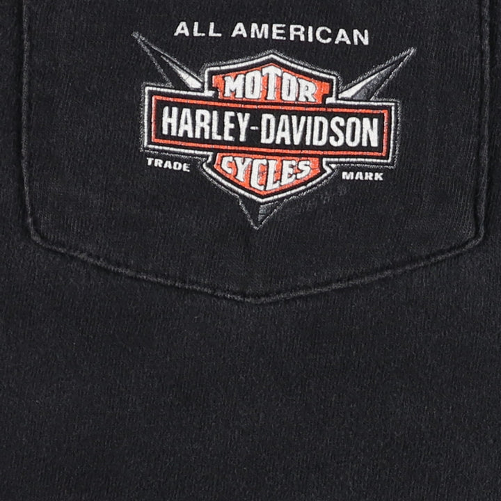 00'S Harley-Davidson Henley Neck Motorcycle Bike T-Shirt Made in USA Men's M size /eaa494000