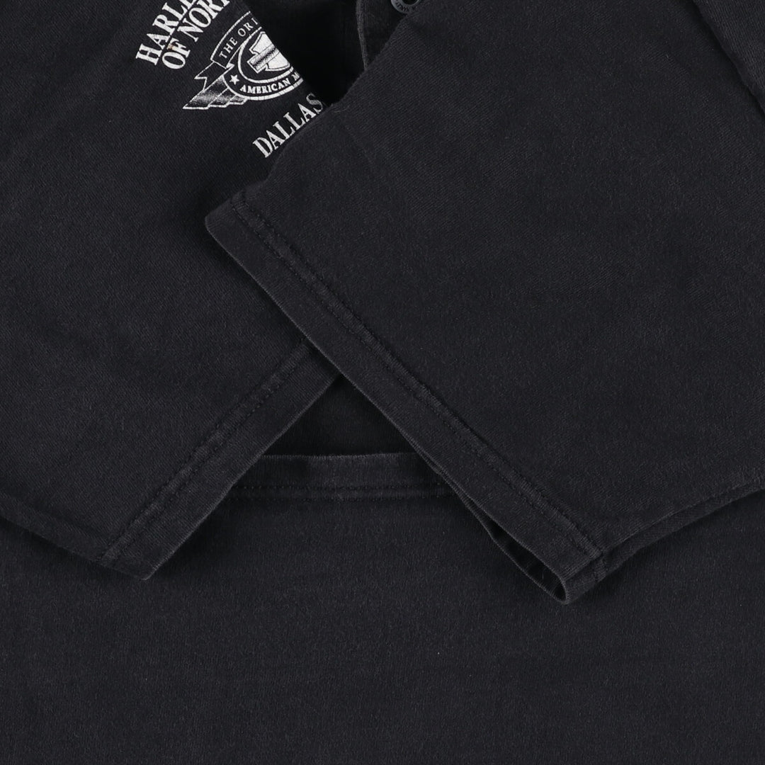 00'S Harley-Davidson Henley Neck Motorcycle Bike T-Shirt Made in USA Men's M size /eaa494000