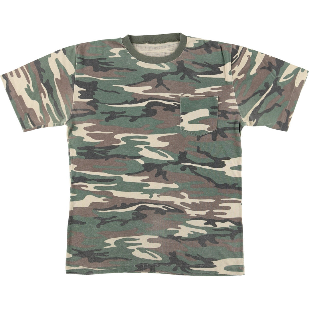 Printed Woodland Camo Advertising T-shirt Men's M size / eaa494060