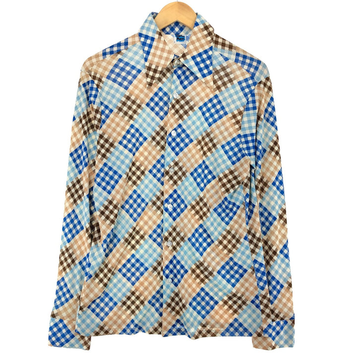 Vintage 70'S Check Pattern Long Sleeve Box Shirt, Men's M Size / eaa494080