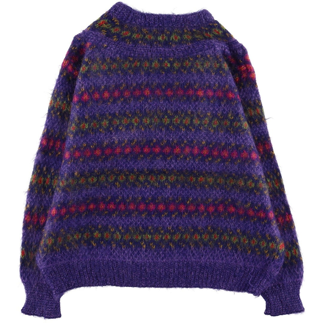 All-over print high-neck wool knit sweater, women's size L / eaa494096