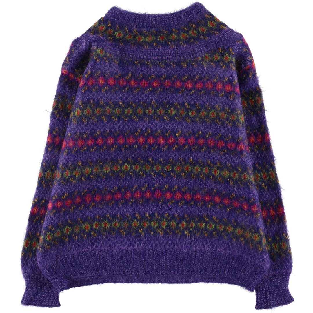 All-over print high-neck wool knit sweater, women's size L / eaa494096