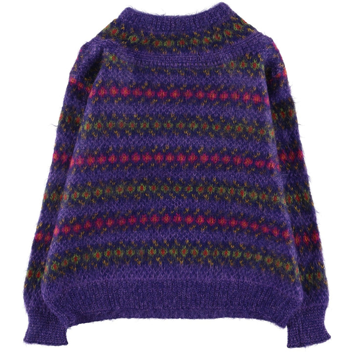 All-over print high-neck wool knit sweater, women's size L / eaa494096