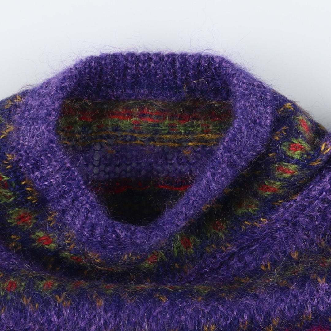 All-over print high-neck wool knit sweater, women's size L / eaa494096