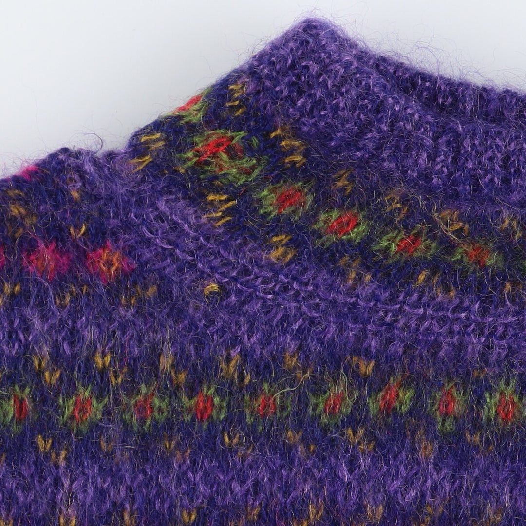 All-over print high-neck wool knit sweater, women's size L / eaa494096