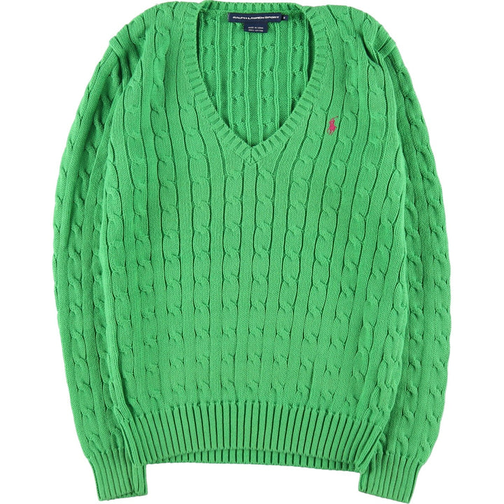 Ralph Lauren RALPH LAUREN SPORT Cable knit V-neck cotton knit sweater Women's M size / eaa494135