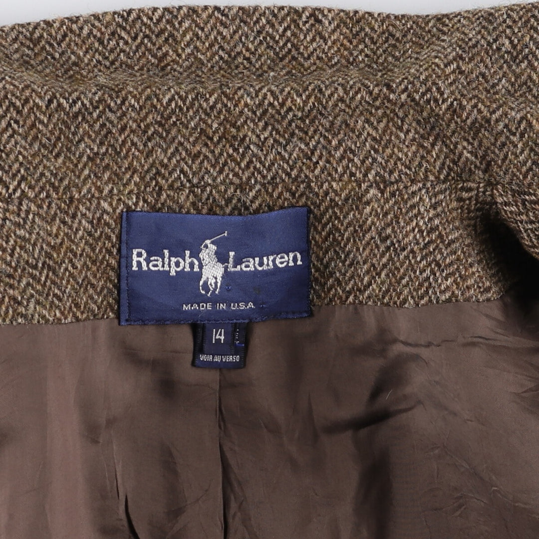 90'S Ralph Lauren Herringbone Wool Tailored Jacket Made in USA Women's XL Vintage /eaa494211