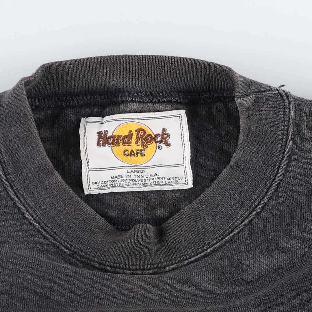 90'S Hard Rock Cafe Cut-off Advertising Sweatshirt Trainer Made in USA Women's L /eaa494260