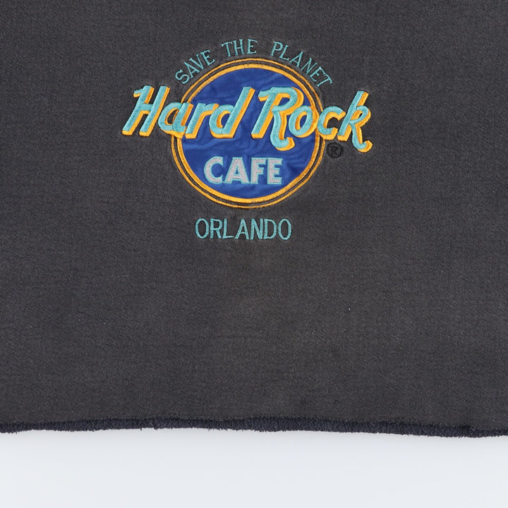 90'S Hard Rock Cafe Cut-off Advertising Sweatshirt Trainer Made in USA Women's L /eaa494260