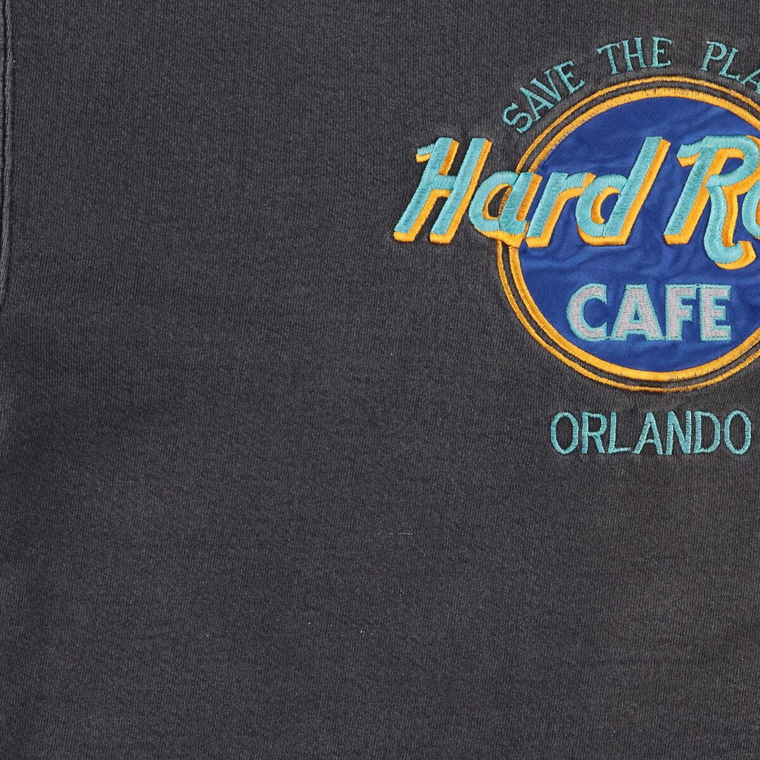 90'S Hard Rock Cafe Cut-off Advertising Sweatshirt Trainer Made in USA Women's L /eaa494260