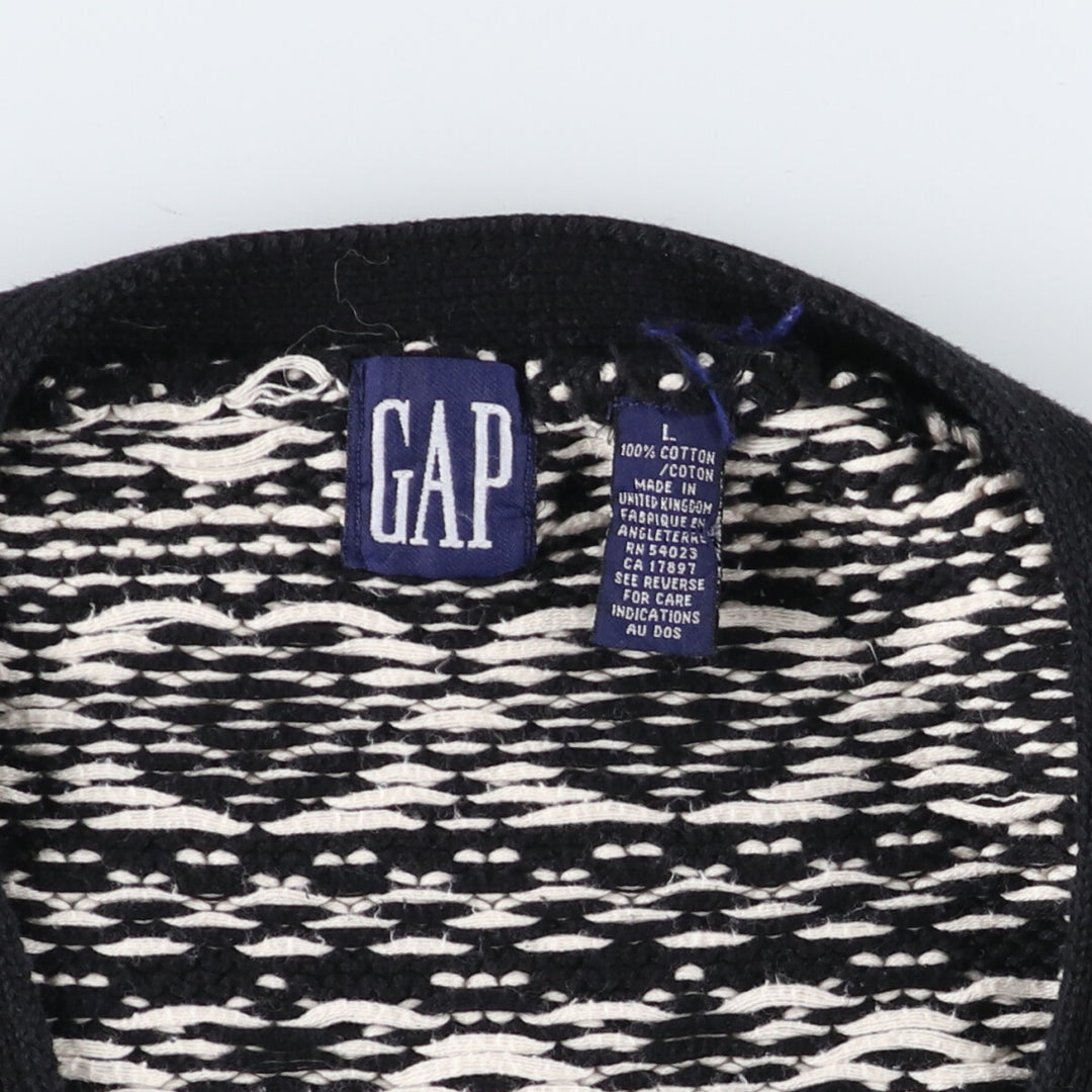 90'S GAP Old Gap all-over print cotton knit cardigan made in the UK, women's size L, vintage /eaa494277