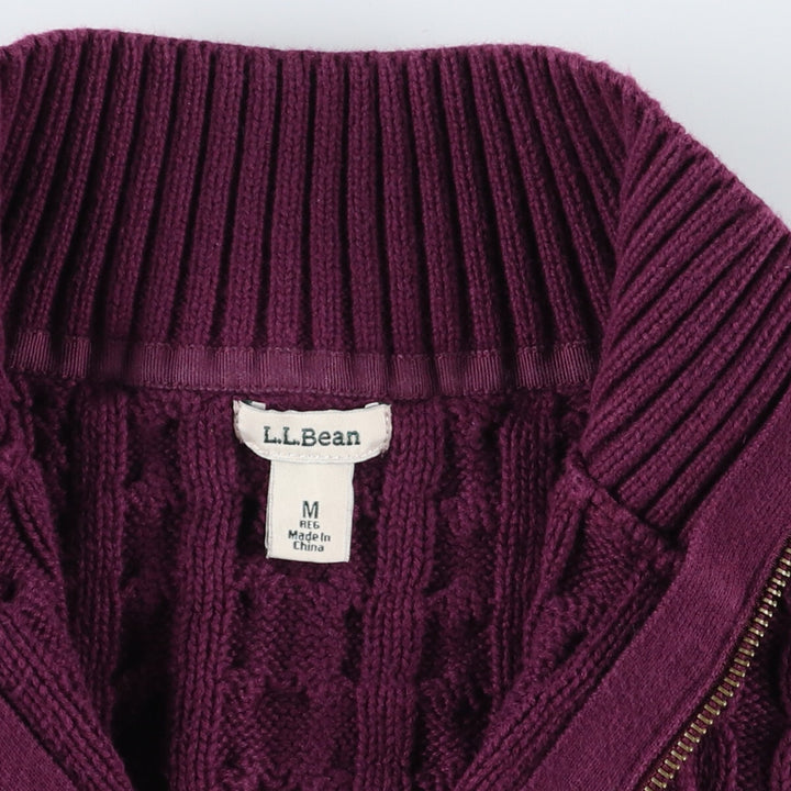 LLBean Cable Knit Cotton Knit Full Zip Sweater Women's M Size /eaa494289