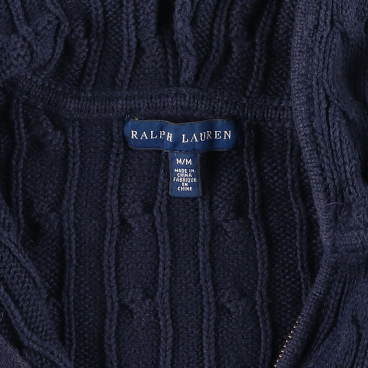 Ralph Lauren RALPH LAUREN Cable knit cotton knit zip hoodie for women size M / eaa494293