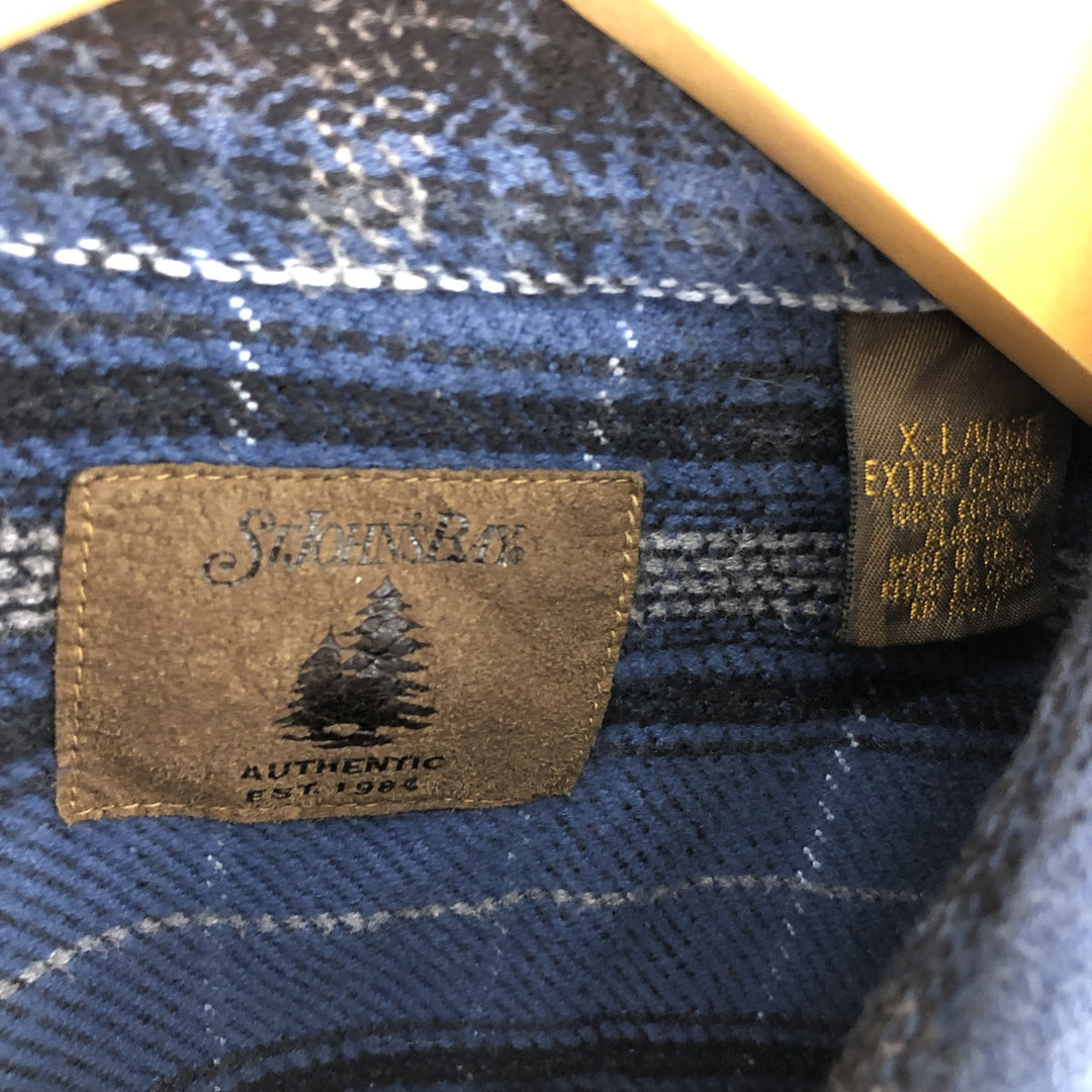 00'S ST JOHN'S BAY long sleeve heavy flannel check shirt men's XL equivalent /eaa494400