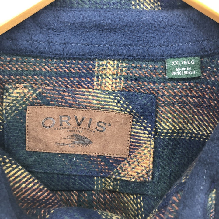 00'S ORVIS Ombre Check Long Sleeve Heavy Flannel Check Shirt Men's XXL / eaa494520