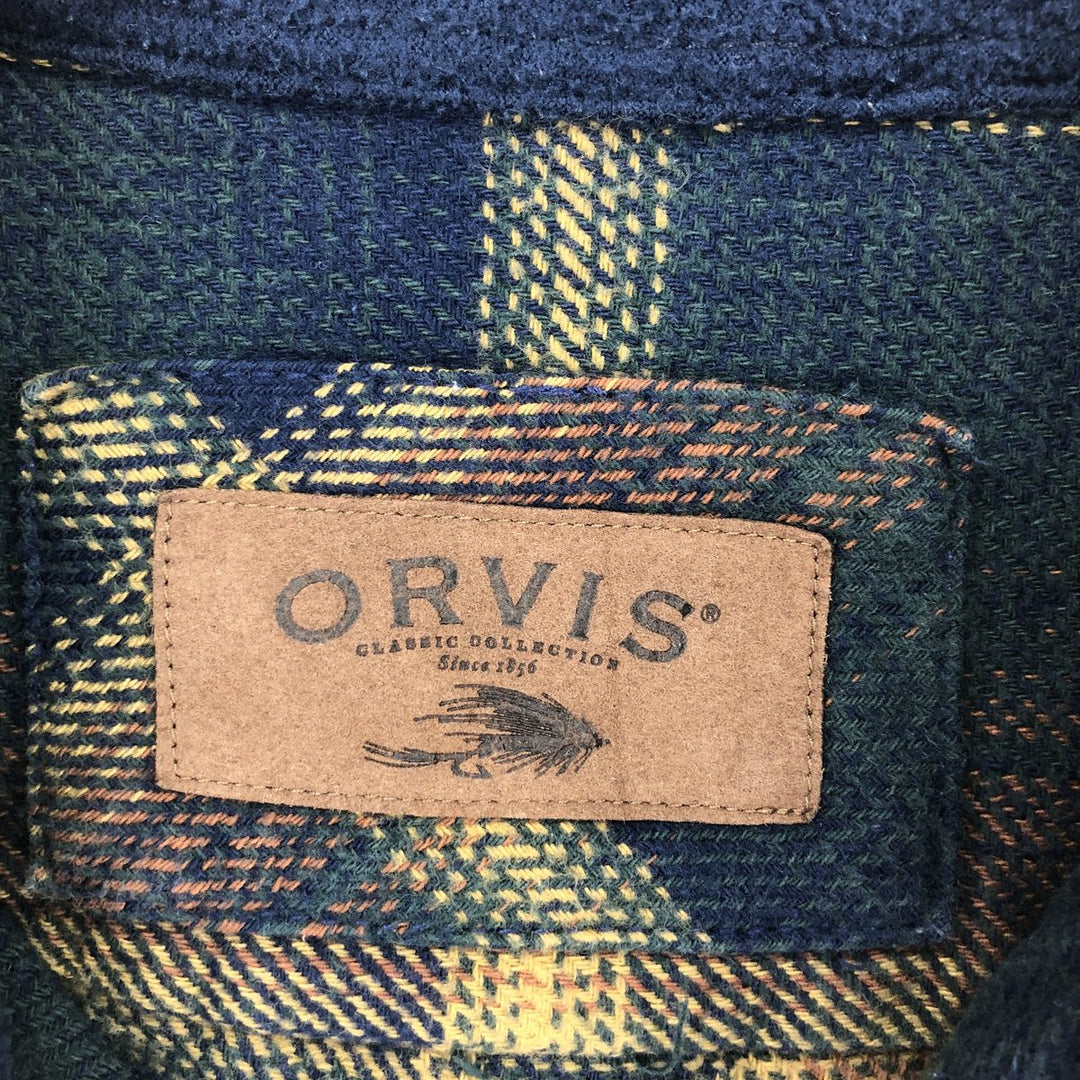 00'S ORVIS Ombre Check Long Sleeve Heavy Flannel Check Shirt Men's L size / eaa494523