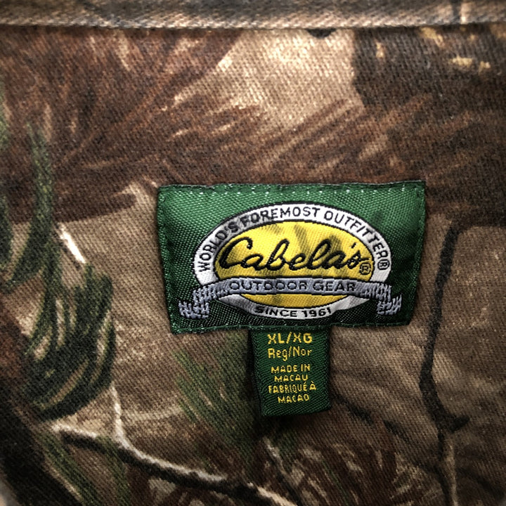 90s~00'S Cabelas Camouflage Pattern Real Tree Camo Long Sleeve Light Flannel Shirt Men's XL Vintage /eaa494622