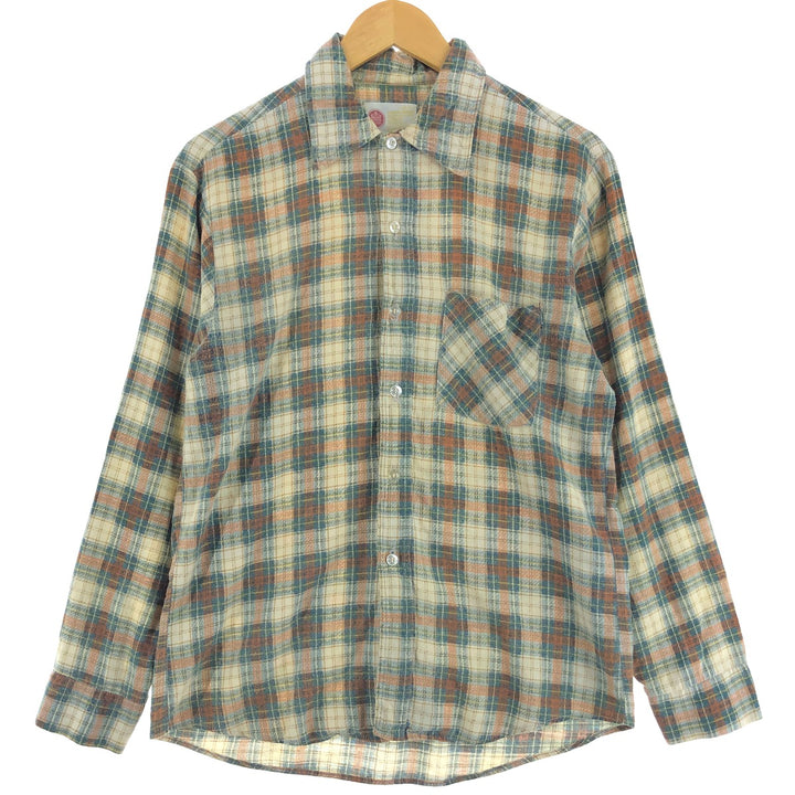 70'S Sears Kings Road Tartan Check Long Sleeve Printed Flannel Check Shirt Men's M Size Vintage /eaa494627