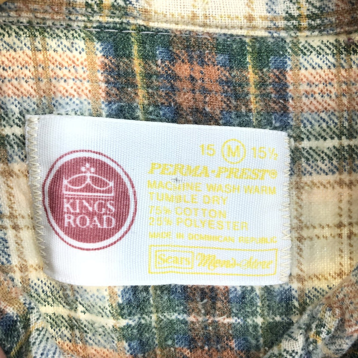70'S Sears Kings Road Tartan Check Long Sleeve Printed Flannel Check Shirt Men's M Size Vintage /eaa494627