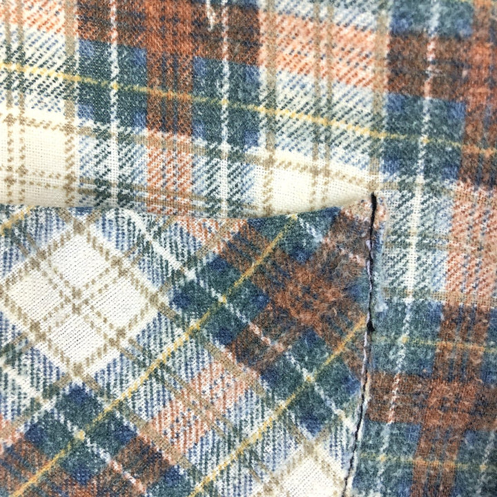 70'S Sears Kings Road Tartan Check Long Sleeve Printed Flannel Check Shirt Men's M Size Vintage /eaa494627