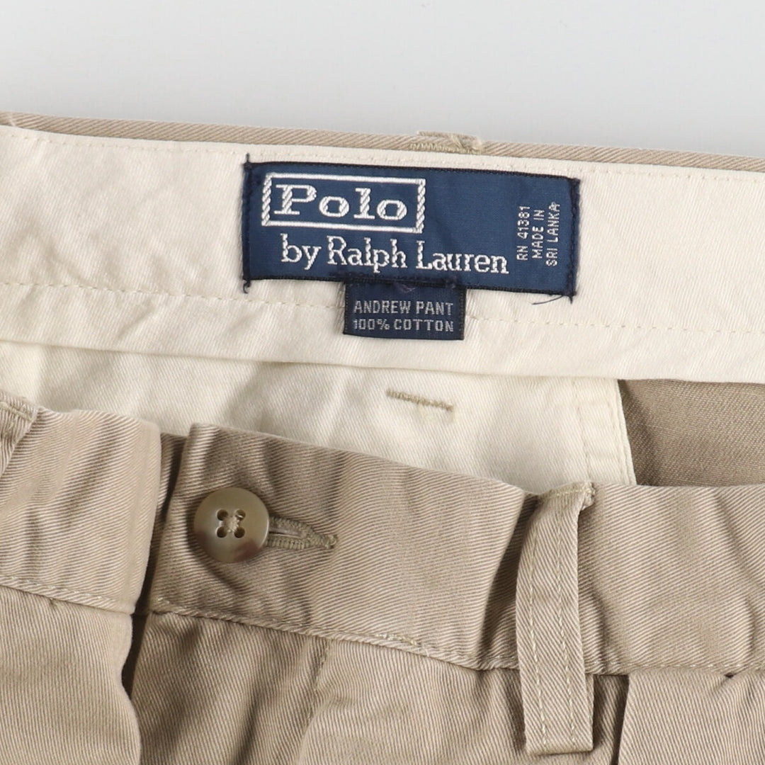 Ralph Lauren POLO by Ralph Lauren Two-pleat Chino Pants for Men, W34 equivalent cotton Beige type Vintage Second Hand