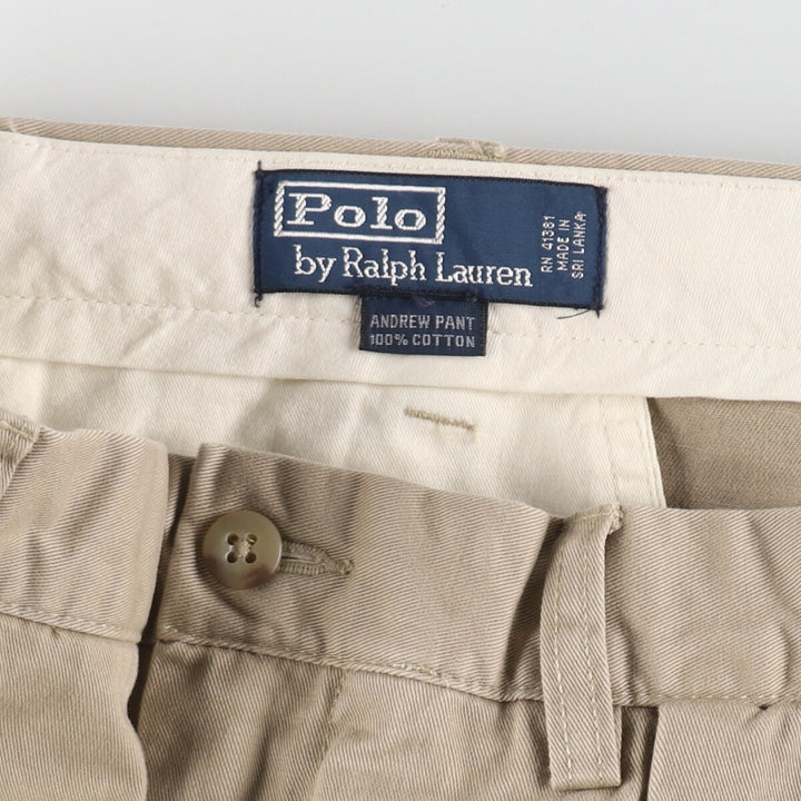 Ralph Lauren POLO by Ralph Lauren Two-pleat Chino Pants for Men, W34 equivalent cotton Beige type Vintage Second Hand