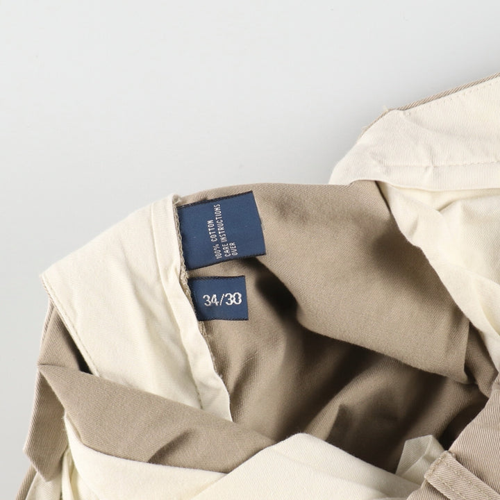 Ralph Lauren POLO by Ralph Lauren Two-pleat Chino Pants for Men, W34 equivalent cotton Beige type Vintage Second Hand