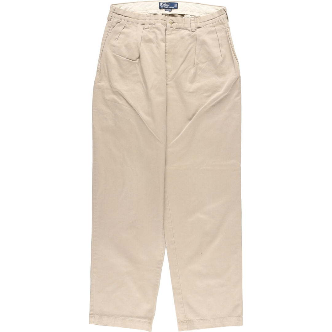 Ralph Lauren POLO by Ralph Lauren Two-pleat Chino Pants for Men, W33 equivalent cotton Beige type Vintage Second Hand