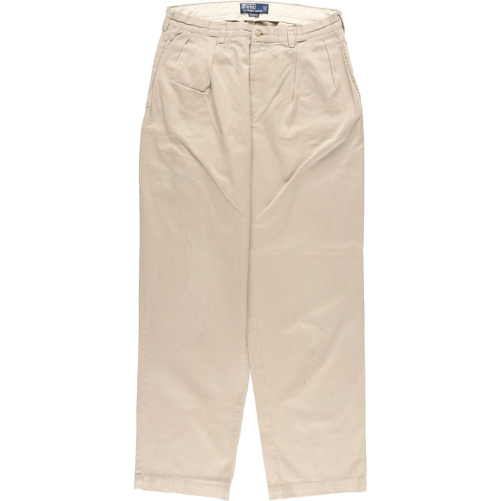 Ralph Lauren POLO by Ralph Lauren Two-pleat Chino Pants for Men, W33 equivalent cotton Beige type Vintage Second Hand