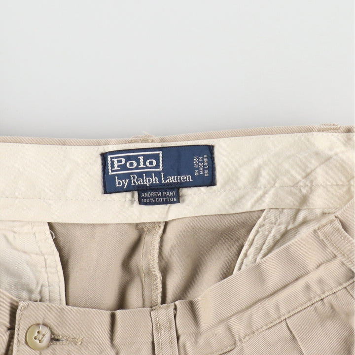 Ralph Lauren POLO by Ralph Lauren Two-pleat Chino Pants for Men, W33 equivalent cotton Beige type Vintage Second Hand