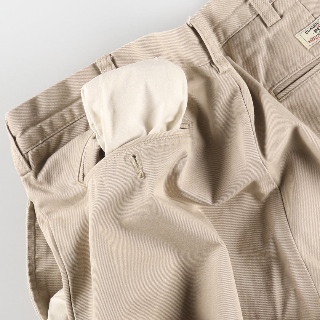 Ralph Lauren POLO by Ralph Lauren Two-pleat Chino Pants for Men, W33 equivalent cotton Beige type Vintage Second Hand