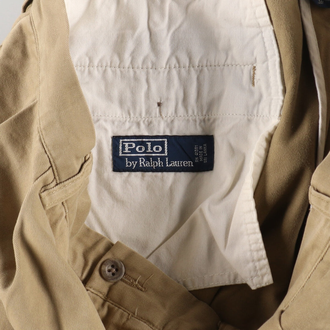 Ralph Lauren POLO by Ralph Lauren Two-pleat Chino Pants for Men, W34 equivalent cotton Beige type Vintage Second Hand