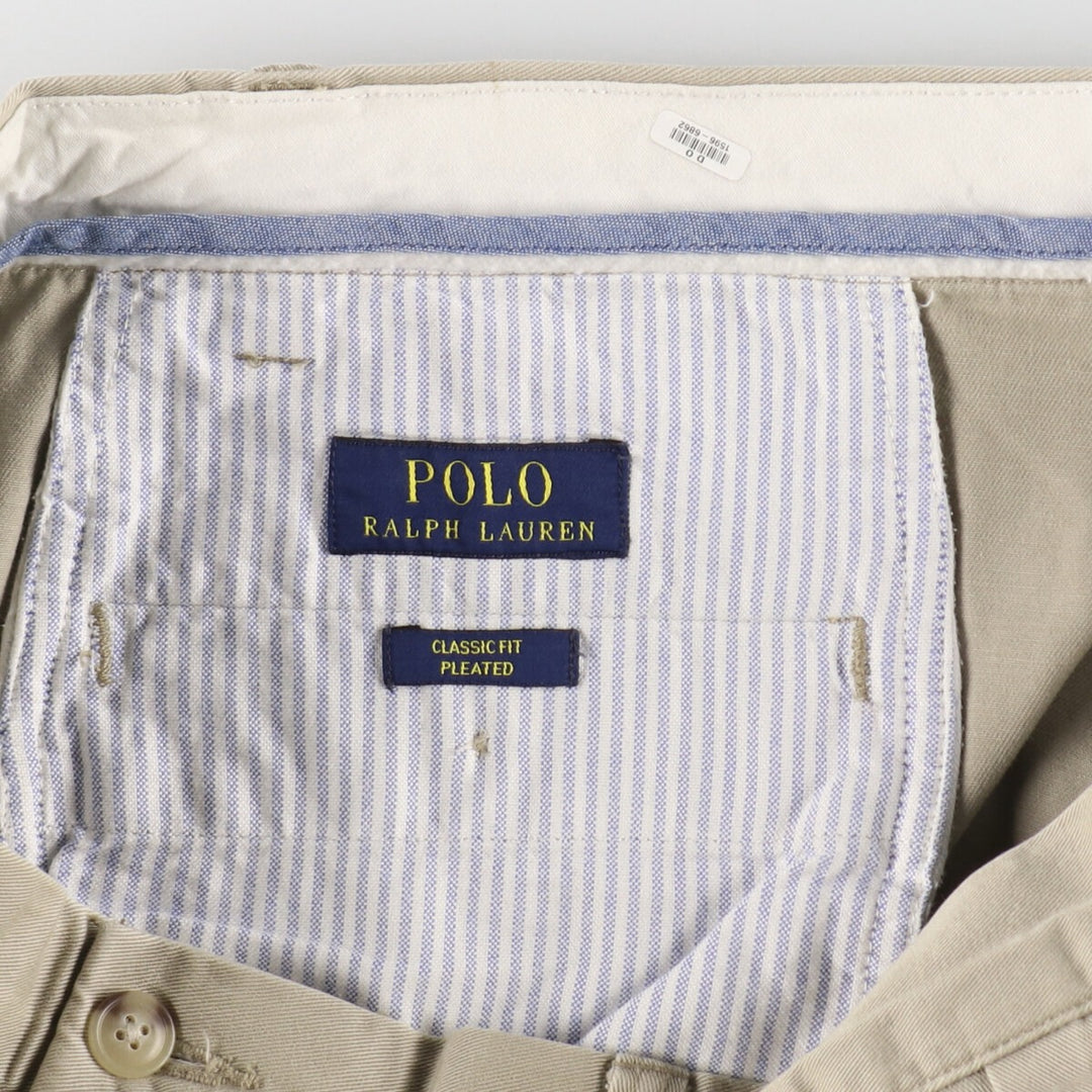 Ralph Lauren POLO RALPH LAUREN Classic Fit Two-Pleated Chino Pants, Men's, Size W35 cotton Beige type Vintage Second Hand