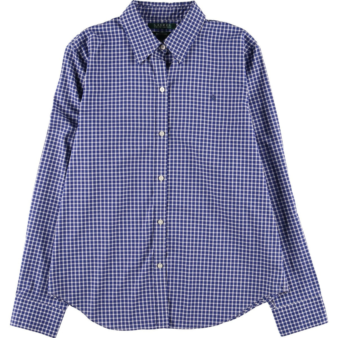 Ralph Lauren LAUREN Lauren Gingham Check Long Sleeve Cotton Check Shirt Women's Size L / eaa494905