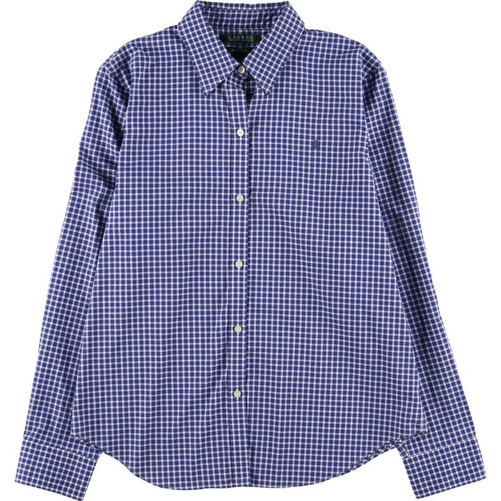 Ralph Lauren LAUREN Lauren Gingham Check Long Sleeve Cotton Check Shirt Women's Size L / eaa494905